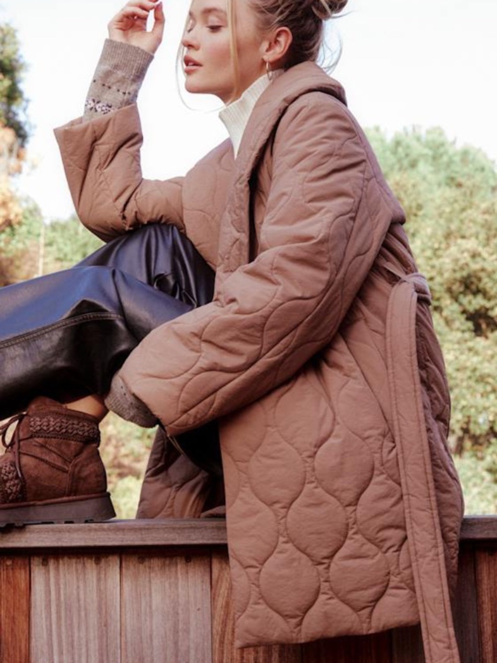 Lulus Enviable Forecast Brown Quilted Coat - Size S